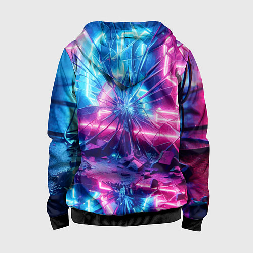 Детская толстовка на молнии Разбитая неоновая вывеска - мегаполис / 3D-Черный – фото 2