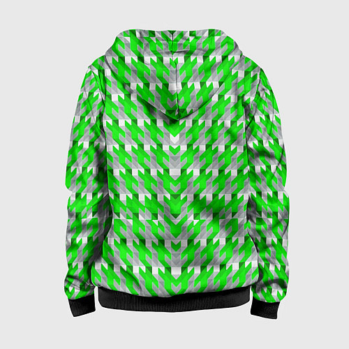 Детская толстовка на молнии Зелёно-белый паттерн / 3D-Черный – фото 2