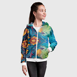 Толстовка на молнии детская Батик в традиционном индонезийском стиле, цвет: 3D-белый — фото 2