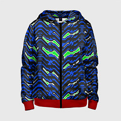 Толстовка на молнии детская Чёрно-синий паттерн агрессивный, цвет: 3D-красный