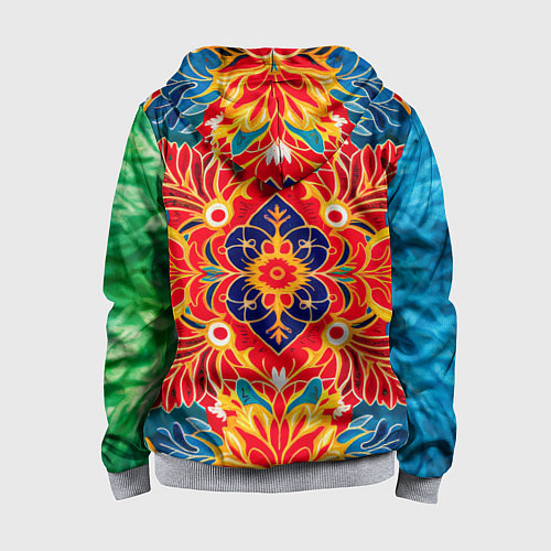 Детская толстовка на молнии Традиционный индонезийский цветочный узор в стиле / 3D-Меланж – фото 2
