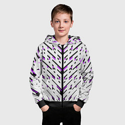 Толстовка на молнии детская Black and purple stripes on a white background, цвет: 3D-черный — фото 2