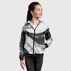 Толстовка на молнии детская Мрамор черно-белый, цвет: 3D-черный — фото 2