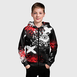 Толстовка на молнии детская Логотип Чанган на фоне брызг красок, цвет: 3D-черный — фото 2