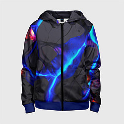 Детская толстовка на молнии Темный синий неон из разлома плит