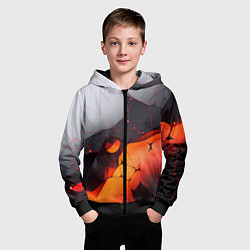 Толстовка на молнии детская Объемная плита с красной лавой иллюстрация, цвет: 3D-черный — фото 2