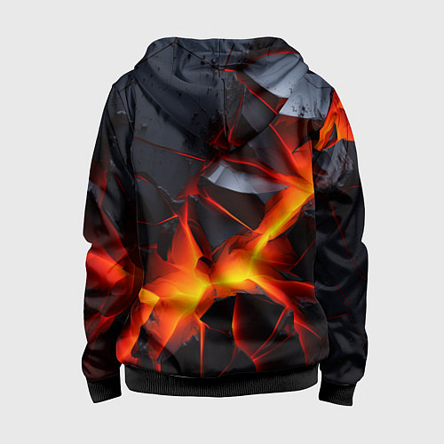 Детская толстовка на молнии Камни в разломе красный свет / 3D-Черный – фото 2