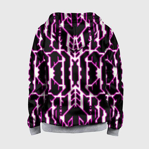 Детская толстовка на молнии Техно белые линии с розовой обводкой на чёрном фон / 3D-Меланж – фото 2