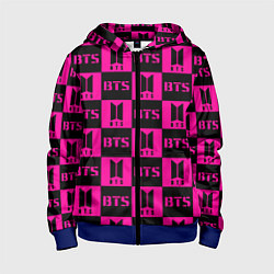 Детская толстовка на молнии BTS pattern pink logo