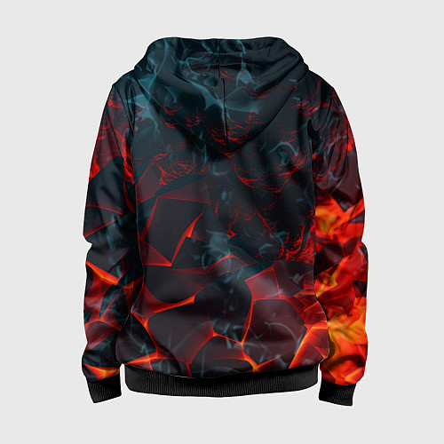 Детская толстовка на молнии Темная абстракция с разломом красных плит / 3D-Черный – фото 2