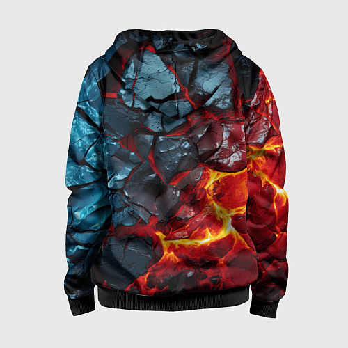 Детская толстовка на молнии Темная огненная плитка / 3D-Черный – фото 2
