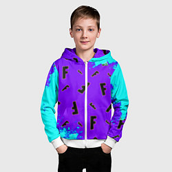 Толстовка на молнии детская Fortnite neon steel colors epic, цвет: 3D-белый — фото 2