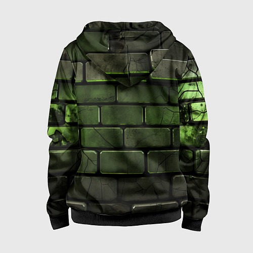 Детская толстовка на молнии Зеленые неоновые кирпичи / 3D-Черный – фото 2