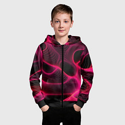 Толстовка на молнии детская Неоновая яркая геометрическая абстракция со светом, цвет: 3D-черный — фото 2