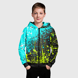 Толстовка на молнии детская Брызги красок с геометрией, цвет: 3D-черный — фото 2