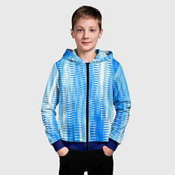 Толстовка на молнии детская Бело-голубой полосатый, цвет: 3D-синий — фото 2
