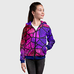 Толстовка на молнии детская Крупный фиолетовый витраж, цвет: 3D-синий — фото 2