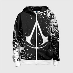 Толстовка на молнии детская White logo of assasin, цвет: 3D-белый