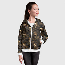 Толстовка на молнии детская Черепа и узоры лакшери, цвет: 3D-белый — фото 2