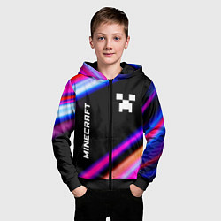 Толстовка на молнии детская Minecraft speed game lights, цвет: 3D-черный — фото 2
