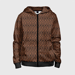 Детская толстовка на молнии Коричневый узоры