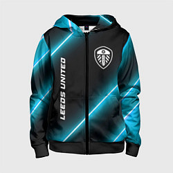 Толстовка на молнии детская Leeds United неоновые лампы, цвет: 3D-черный