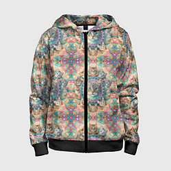 Детская толстовка на молнии Узор из котов и мандалы