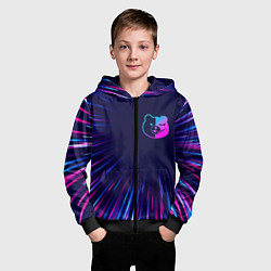 Толстовка на молнии детская Danganronpa neon blast lines, цвет: 3D-черный — фото 2