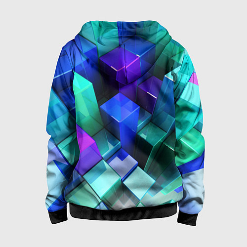Детская толстовка на молнии Неоновые кубы текстура / 3D-Черный – фото 2