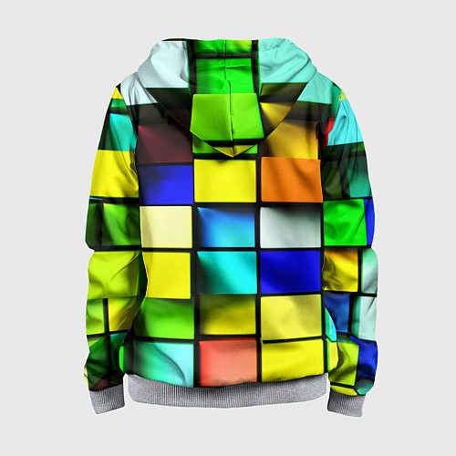 Детская толстовка на молнии Оптические кубы / 3D-Меланж – фото 2