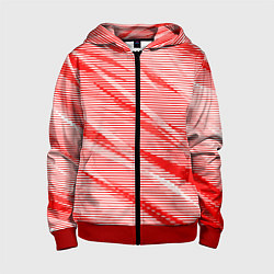 Детская толстовка на молнии Полосатый красно-белый