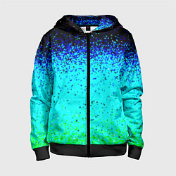 Толстовка на молнии детская Пикселизация неоновых цветов, цвет: 3D-черный