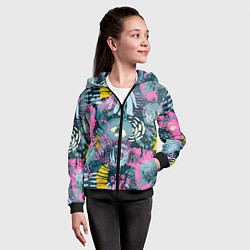 Толстовка на молнии детская Акварельная абстракция узор, цвет: 3D-черный — фото 2