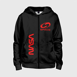 Детская толстовка на молнии Nasa space red logo