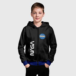 Толстовка на молнии детская NASA logo usa space, цвет: 3D-синий — фото 2