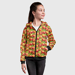 Толстовка на молнии детская Румяные яблоки паттерн, цвет: 3D-черный — фото 2