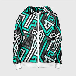 Толстовка на молнии детская Разноцветный лабиринт, цвет: 3D-белый