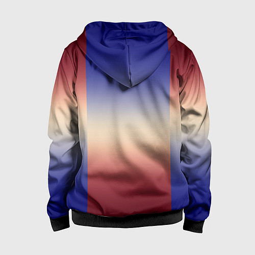 Детская толстовка на молнии Красный-синий градиентный узор / 3D-Черный – фото 2