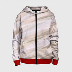 Толстовка на молнии детская Бежевый абстрактные полосы, цвет: 3D-красный