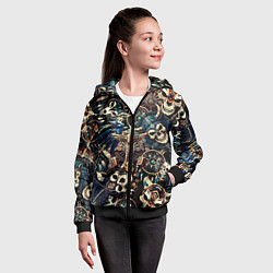 Толстовка на молнии детская Викинг-череп ворон, руны и молот Тора, цвет: 3D-черный — фото 2