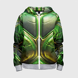 Детская толстовка на молнии Объемная зеленая текстурная кожа