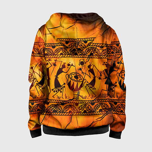 Детская толстовка на молнии Африканские наскальные рисунки / 3D-Черный – фото 2