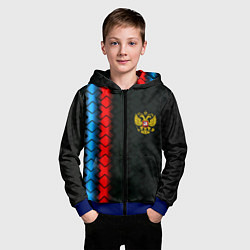 Толстовка на молнии детская Россия спорт герб, цвет: 3D-синий — фото 2