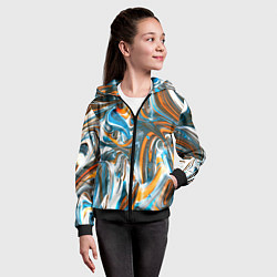 Толстовка на молнии детская Иллюзия смешанных абстрактных красок, цвет: 3D-черный — фото 2