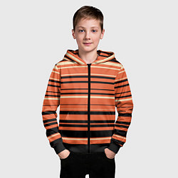 Толстовка на молнии детская Оранжевый полосами, цвет: 3D-черный — фото 2