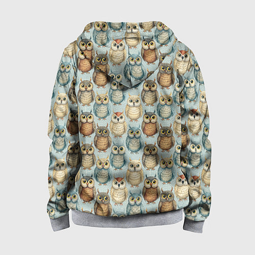 Детская толстовка на молнии Совы птицы паттерн / 3D-Меланж – фото 2