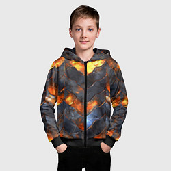 Толстовка на молнии детская Чешуя в огне, цвет: 3D-черный — фото 2