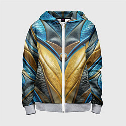 Толстовка на молнии детская Объемная футуристичная объемная текстура из кожи, цвет: 3D-меланж
