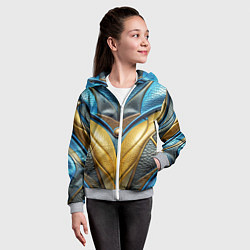 Толстовка на молнии детская Объемная футуристичная объемная текстура из кожи, цвет: 3D-меланж — фото 2