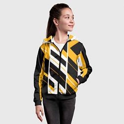 Толстовка на молнии детская Black and yellow stripes on a white background, цвет: 3D-черный — фото 2